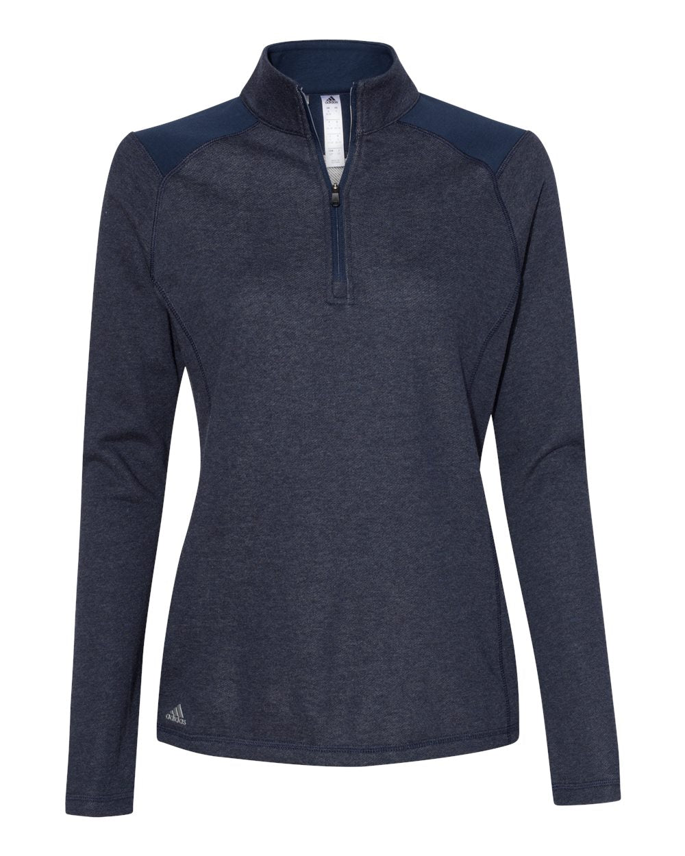 Adidas - Women's Heathered Quarter-Zip Pullover with Colorblocked Shoulders - A464