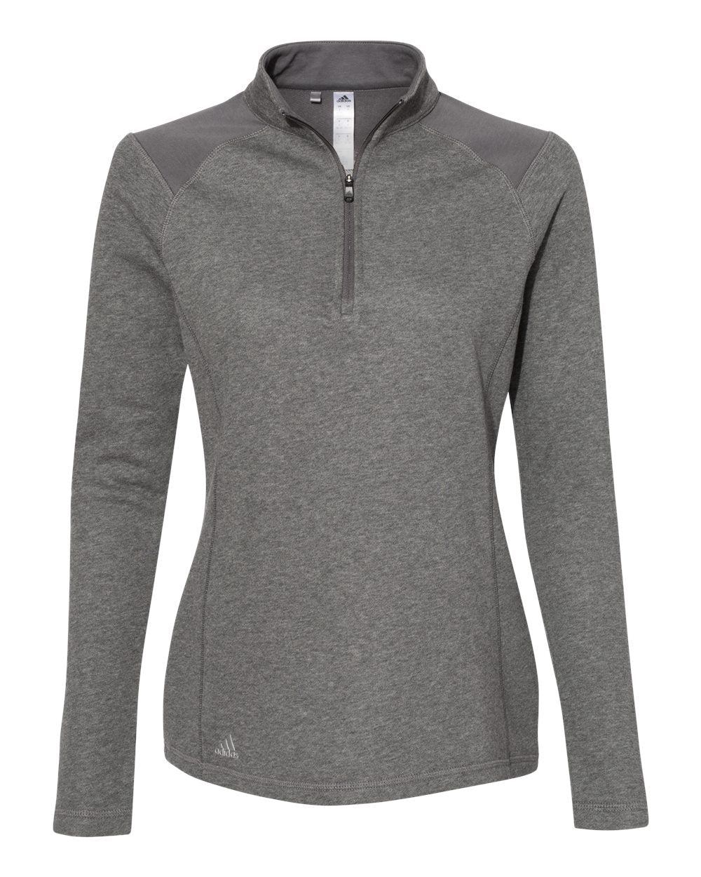 Adidas - Women's Heathered Quarter-Zip Pullover with Colorblocked Shoulders - A464