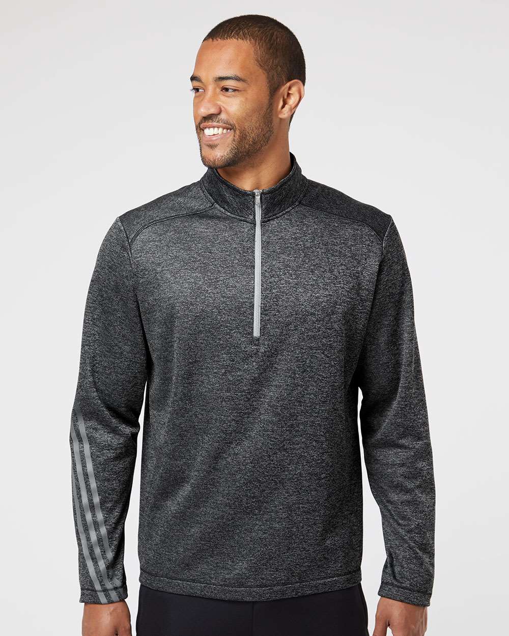 Adidas - Brushed Terry Heathered Quarter-Zip Pullover - A284