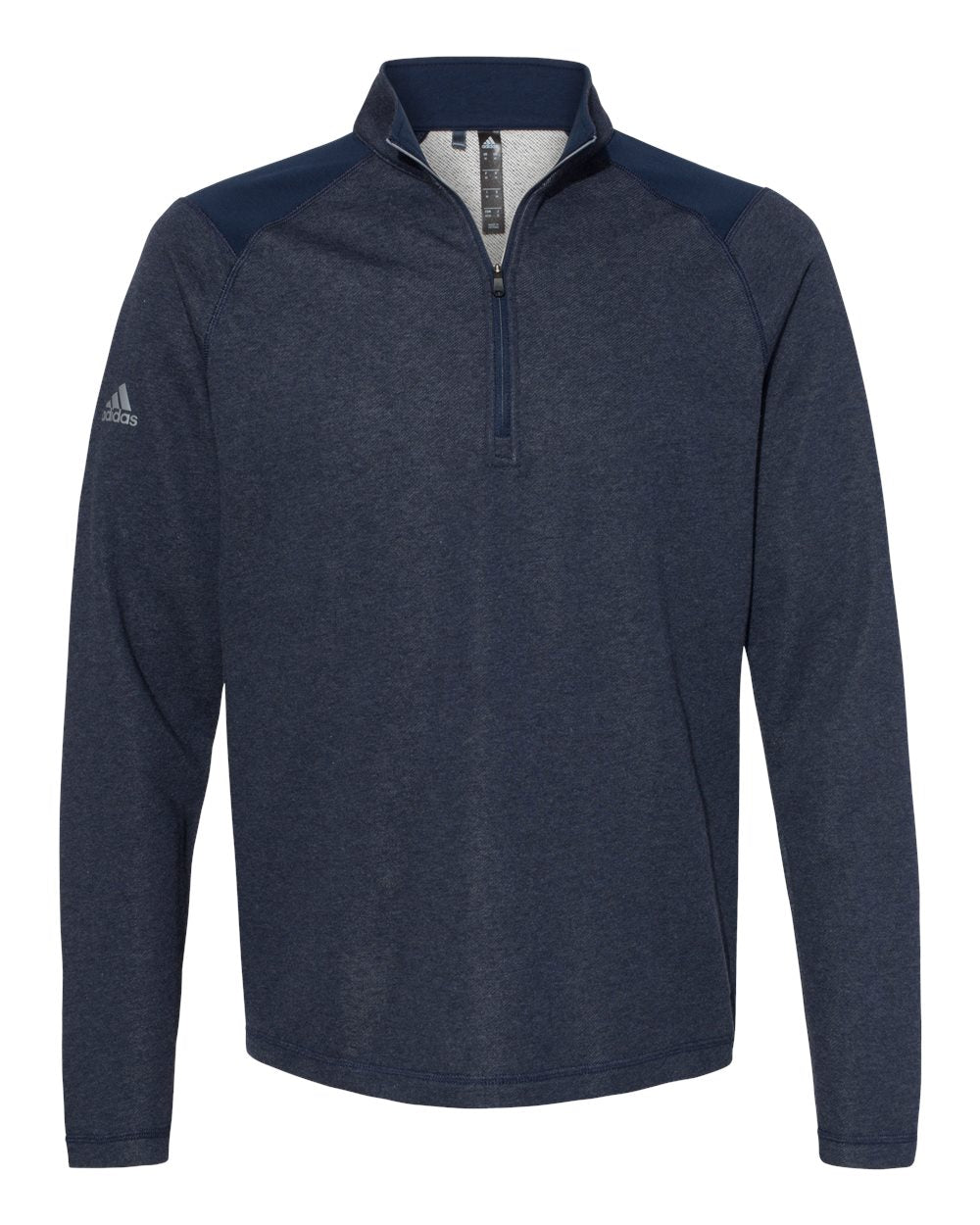 Adidas - Heathered Quarter-Zip Pullover with Colorblocked Shoulders - A463