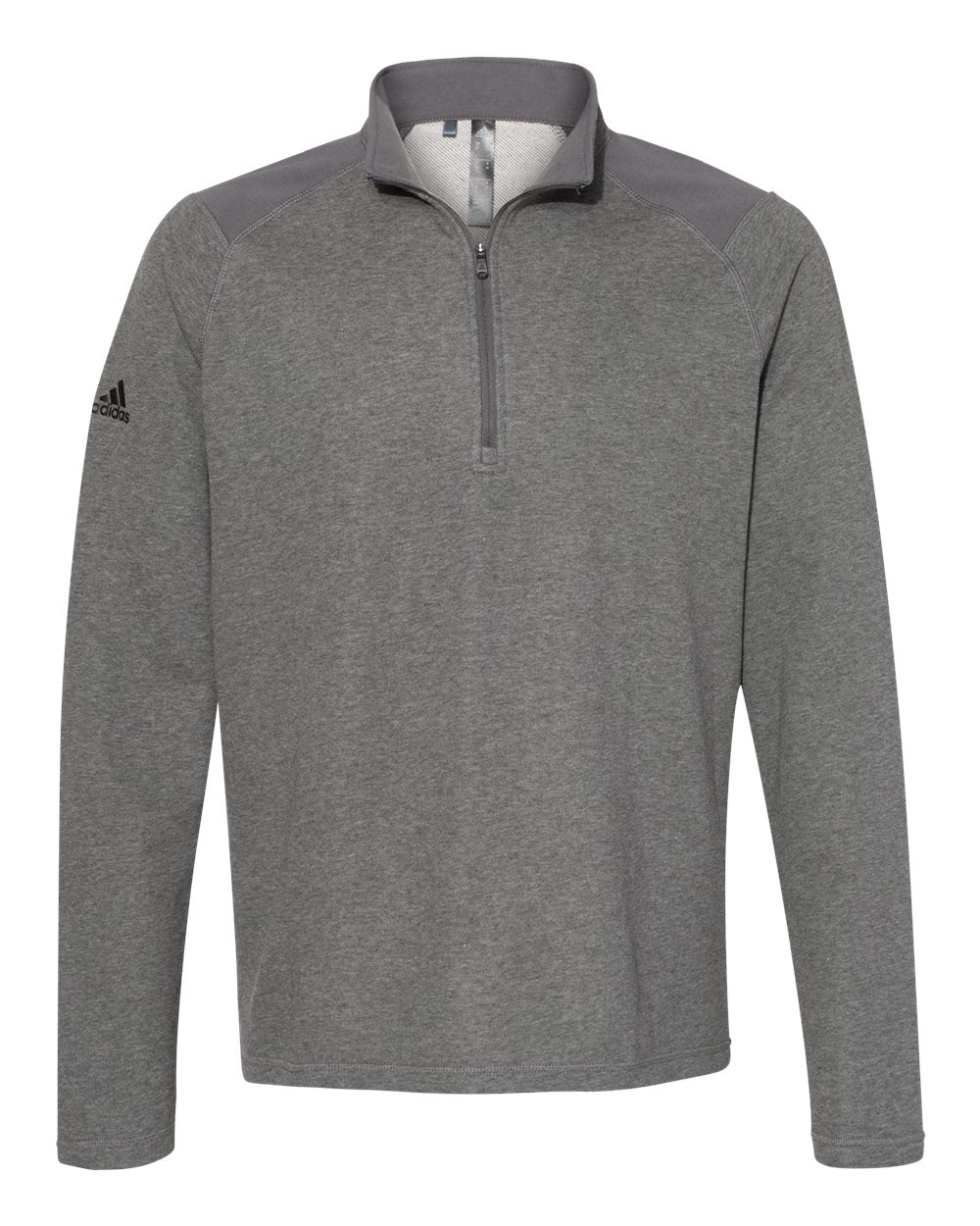 Adidas - Heathered Quarter-Zip Pullover with Colorblocked Shoulders - A463
